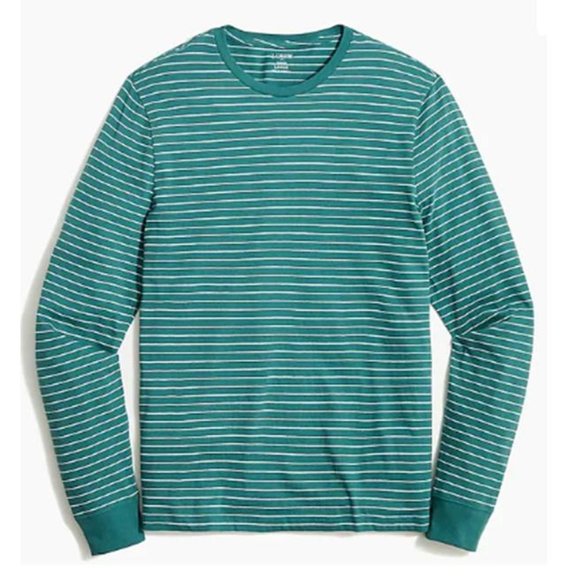 J CREW MEN'S Striped Long-Sleeve Cotton Jersey Tee - Picture 3 of 3